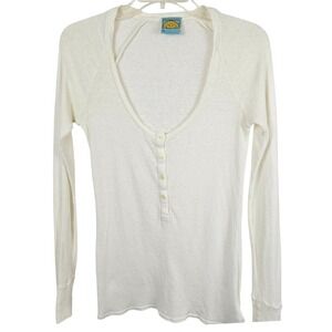 Womens XS Top White Ribbed Knit Hemp Cotton Casual Simple Normcore Minimalist